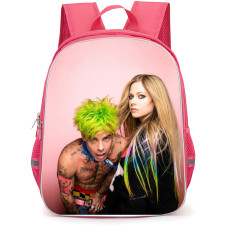 Avril Lavigne Backpack School Bag StudentPack - Avril Lavigne And Mod Sun Portrait Pink Background