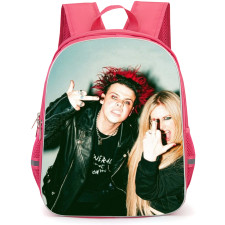 Avril Lavigne Backpack School Bag StudentPack - Avril Lavigne And Youngblud Portrait Blue Background