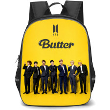 BTS Backpack School Bag StudentPack - BTS Butter Album Yellow Aesthetic Group Poster