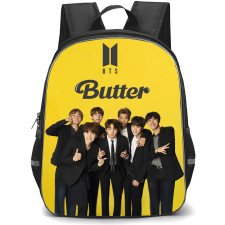 BTS Backpack School Bag StudentPack - BTS Butter Yellow Background Group Minimal Poster