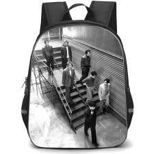 BTS Backpack School Bag StudentPack - BTS GQ Magazine Black And White Group Walking Poster
