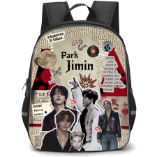 BTS Jimin Backpack School Bag StudentPack - Jimin Newspaper Collage Poster