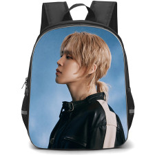 BTS Jimin Backpack School Bag StudentPack - Jimin Side Portrait On Blue Background