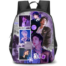 BTS Jin Backpack School Bag StudentPack - Jin Purple Collage Poster