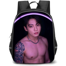 BTS Jung Kook Backpack School Bag StudentPack - Jung Kook Shirtless Pink Lighting Poster
