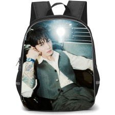 BTS Jung Kook Backpack School Bag StudentPack - Jung Kook Wears Grey Vest White Shirt GQ Magazine Poster