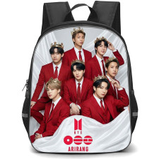 BTS Backpack School Bag StudentPack - BTS Members Wear Red Suit Crown Royal Portrait ARIRANG Poster