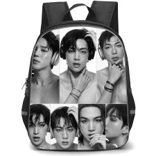 BTS Backpack School Bag StudentPack - BTS Members Grayscale Shirtless Portrait Poster