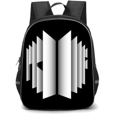 BTS Backpack School Bag StudentPack - BTS Proof Album Silver Logo On Black Background