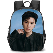 BTS SUGA Backpack School Bag StudentPack - SUGA Portrait On Blue Background