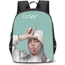 Billie Eilish Backpack StudentPack - Billie Eilish Funny Portrait On Cyan Background