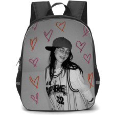 Billie Eilish Backpack StudentPack - Billie Eilish Grayscale Photography On Heart Symbol Background