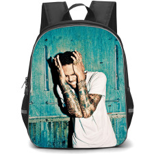 Chris Brown Backpack School Bag StudentPack - Chris Brown Hands Holding Head With Green Background