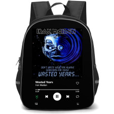 Iron Maiden Backpack School Bag StudentPack - Iron Maiden Wasted Years Album Cover Spotify Library Poster