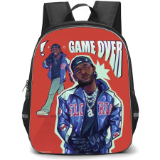 Kendrick Lamar Backpack StudentPack - Kendrick Lamar Game Over Illustration Art Red Background Poster