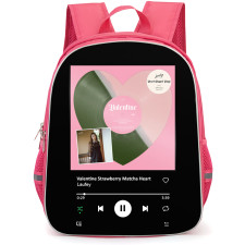 Laufey Backpack School Bag StudentPack - Laufey Valentine Strawberry Matcha Heart Cover Spotify Library Poster