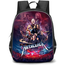 Metallica Backpack StudentPack - Metallica Concert Collage Red and Blue Background