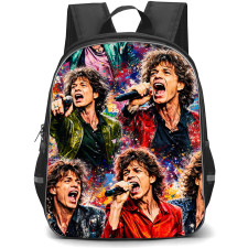 Mick Jagger Backpack School Bag StudentPack - Mick Jagger Watercolor Collage