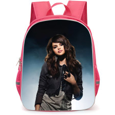Selena Gomez Backpack School Bag StudentPack - Selena Gomez Stands In Front of Light and Smoke Background