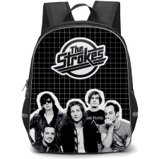 The Strokes Backpack School Bag StudentPack - Black And White Portrait Grid Background