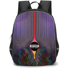 Tame Impala Backpack School Bag StudentPack - Tame Impala Vintage Purple Lines Swirl with Parental Advisory Logo