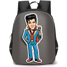 Elvis Presley Backpack School Bag StudentPack - Chibi Portrait Sticker Gray Background