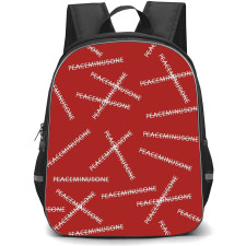 G Dragon Backpack School Bag StudentPack - Peace Minus One Pattern On Red Background