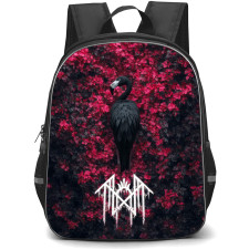 Sleep Token Backpack School Bag StudentPack - Sleep Token Logo and Black Flamingo with Black and Red Background