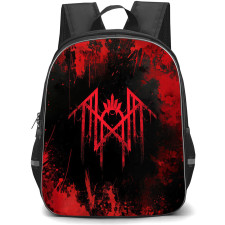 Sleep Token Backpack School Bag StudentPack - Sleep Token Red Logo With Red Splashing and Black Background