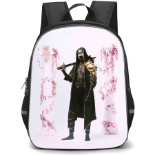 Sleep Token Backpack School Bag StudentPack - Sleep Token Standing with 2 Pink Flowers Pillars Background