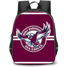 Manly Warringah Sea Eagles Rugby League Football Club Backpack School Bag StudentPack - Logo Burgundy And White Stripe Background