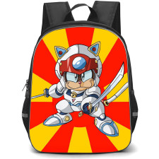 Samurai Pizza Cats Yattarou Backpack School Bag StudentPack - Samurai Pizza Cats Yattarou Holding Sword On Red Orange Background
