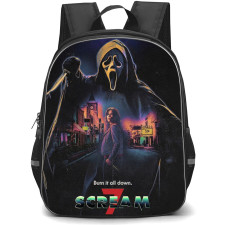 Scream 7 Backpack School Bag StudentPack - Burn It All Down Series Retro Poster