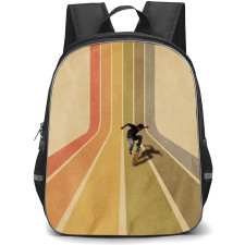 Skating Case Backpack StudentPack - Skateboarding On Rainbow Illustration