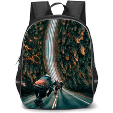 Skating Case Backpack StudentPack - Skateboarding On Road Illustration