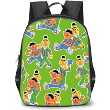 SkinnyDip Sesame Street Backpack School Bag StudentPack - Sesame Street x Skinnydip Bert And Ernie Best Friends Cartoon On Green Background