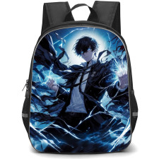 Solo Leveling Sung Jinwoo Backpack StudentPack - Sung Jinwoo Portrait Blue Black Background