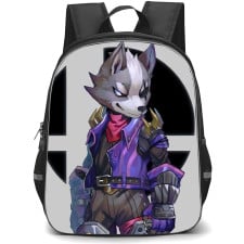 Star Fox Wolf O Donnell Backpack StudentPack - Wolf O Donnell Fierce Portrait In Gray Background