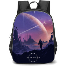 Starfield Backpack School Bag StudentPack - Starfield Mountains Silhouette Game Poster