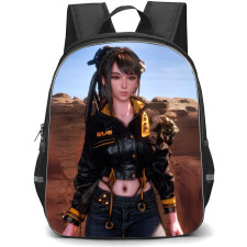 Stellar Blade Eve Backpack StudentPack - Eve Standing Infront of A Big Rock Background