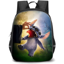 Lilo & Stitch Backpack StudentPack - Stitch Eating Bad Apple Forest Background