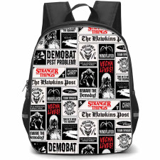 Stranger Things Backpack School Bag StudentPack - Stranger Things Demodog Mind Flayer Retro Collage Poster