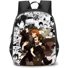 Bungo Stray Dogs Backpack Student Pack - Osamu And Chuya Laughing On Manga Background