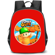 Stumble Guys Backpack StudentPack - Stumble Guys Round Monogram On Red Background