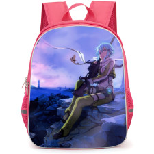Sword Art Online Sinon Backpack Student Pack - Sinon Holding Weapon Sitting On Stone Illustration