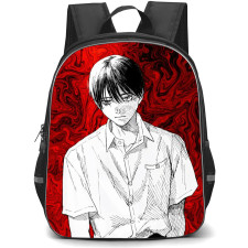 The Summer Hikaru Died Yoshiki Tsujinak Backpack School Bag StudentPack - Yoshiki Tsujinak Grayscale Red Grunge Portrait