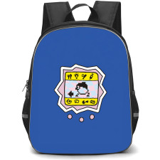 Tamagotchi Maskutchi Backpack School Bag StudentPack - Maskutchi Minimal Pixel Pet Sticker On Blue Background