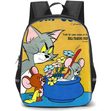 Tom and Jerry Backpack StudentPack - Tom and Jerry 1980 Comics Poster Yellow Background