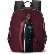 United States National Basketball Team 2024 Kevin Durant Backpack Student Pack - Kevin Durant Portrait In Maroon Background
