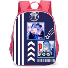 Hoshimachi Suisei Backpack Student Pack - Collage Portrait White And Purple Stripe Background